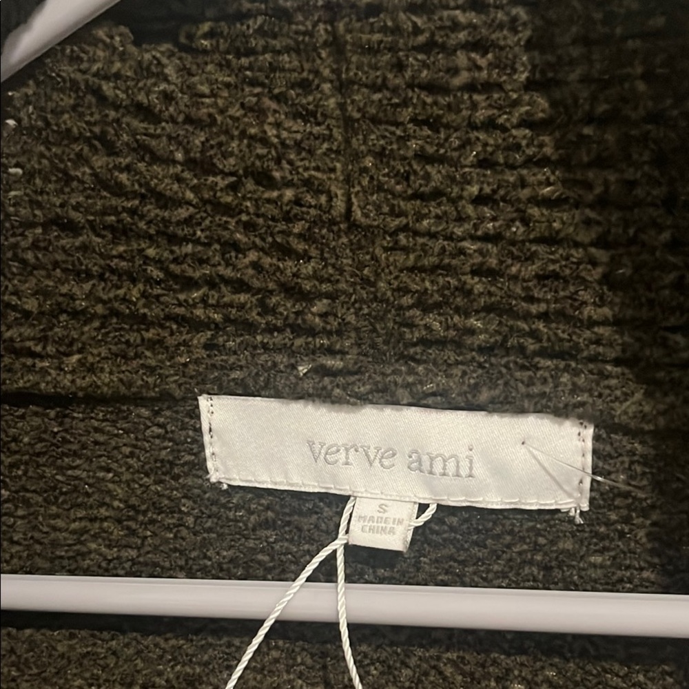 Verve Ami Green Open Front Cardigan Sweater - Picture 2 of 4